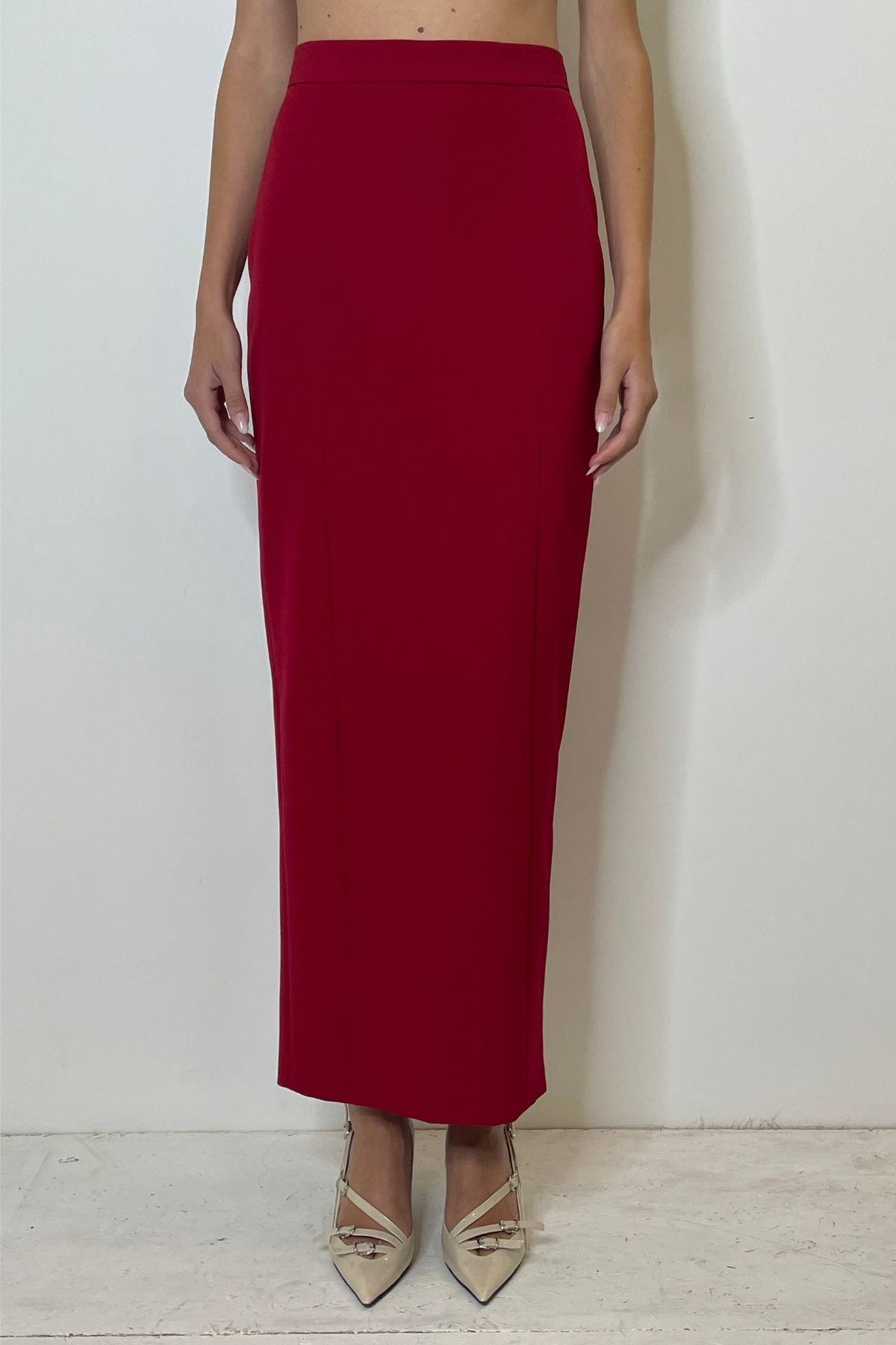 Gonna tubino rossa con spacco dietro - Silence Limited