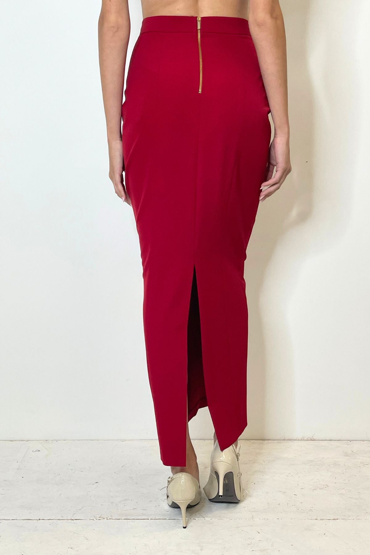 Gonna tubino rossa con spacco dietro - Silence Limited