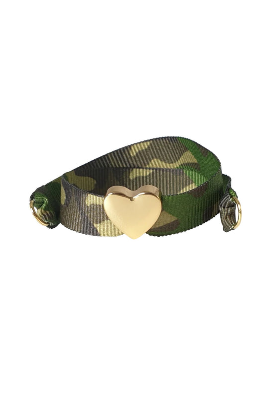 Bracciale camouflage verde cuore dorato - Nora Pfeiffer