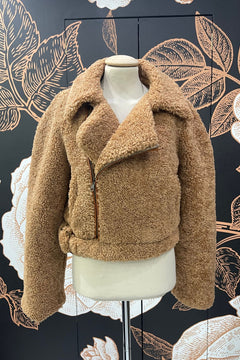 Pelliccia teddy modello crop colore cammello  - Silence Limited