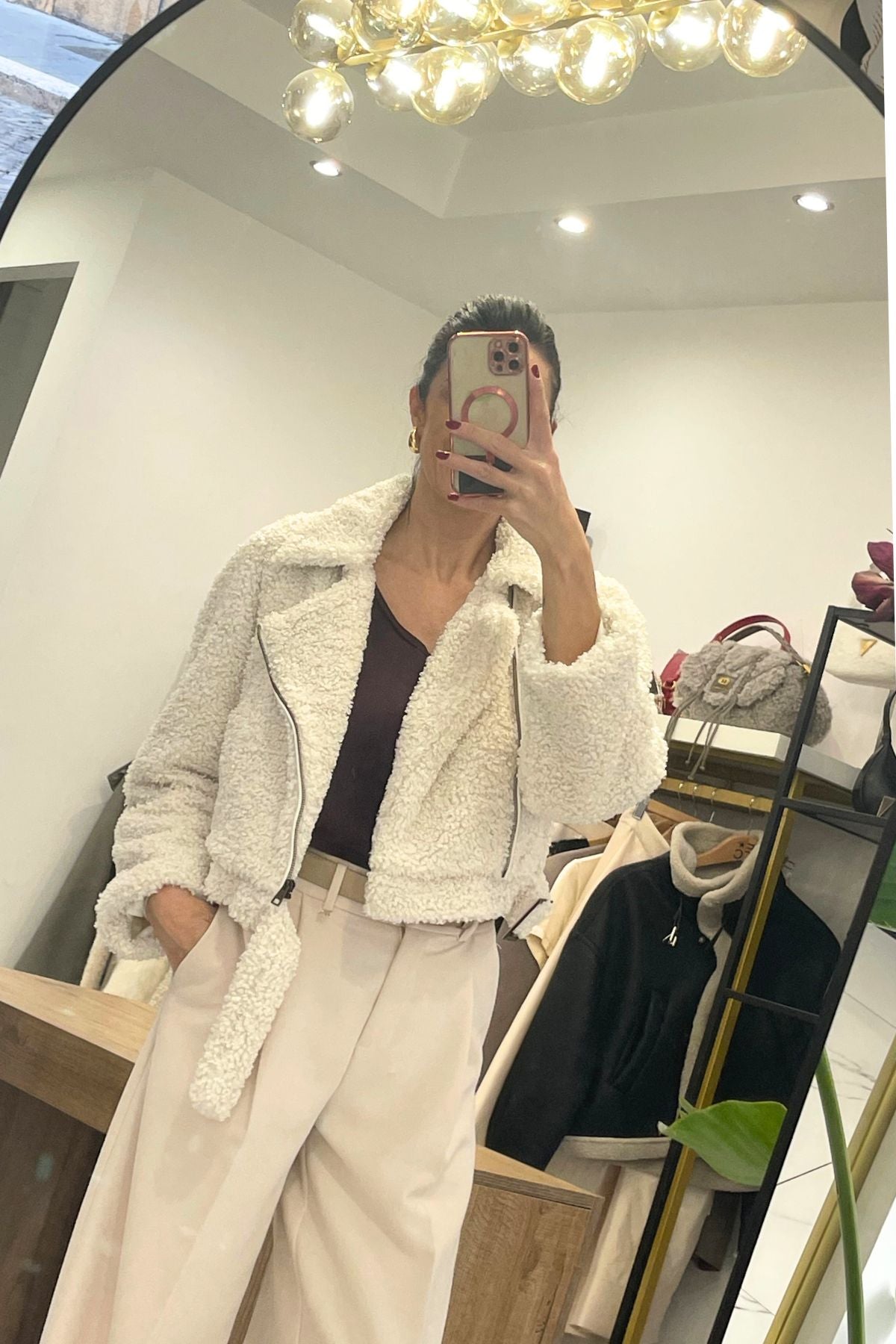 Pelliccia teddy modello crop colore burro  - Silence Limited
