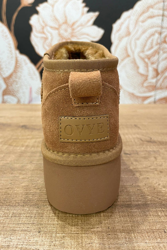 Stivaletto in camoscio con plateau camel Ofelia - Ovyè