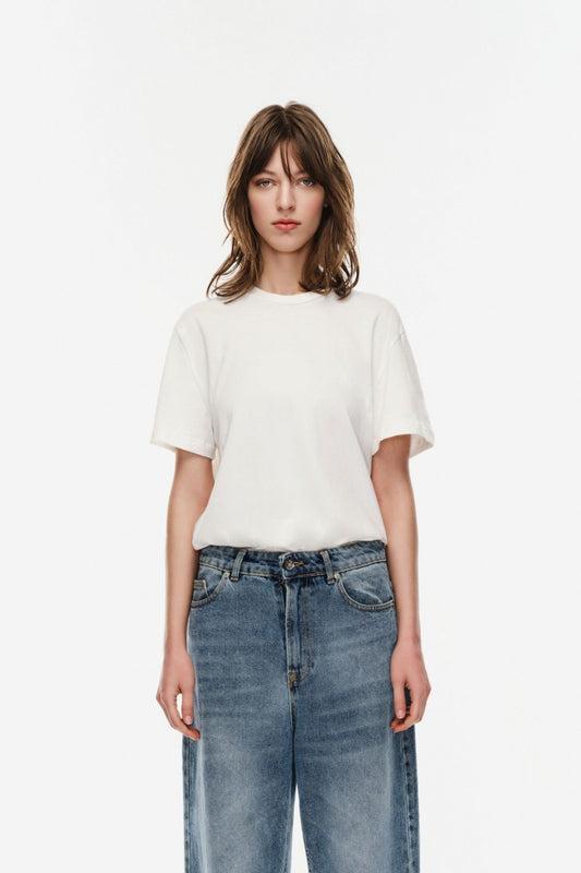 T-Shirt basic girocollo bianco - Lumina