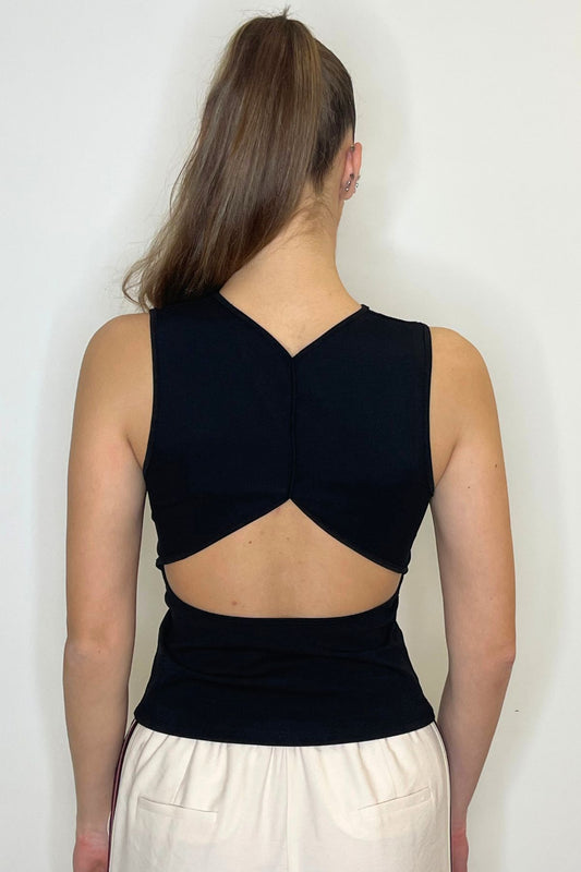 Top con scollo sulla schiena nero - Kontatto