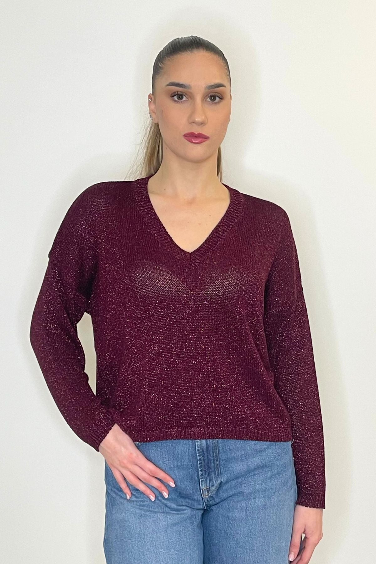 Maglia scollo a V lurex ribes - Kontatto