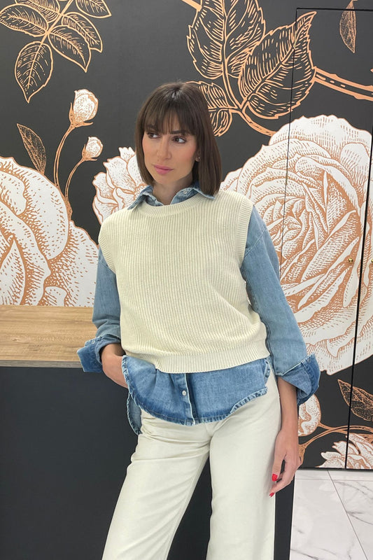 Gilet in maglia crema - Kontatto