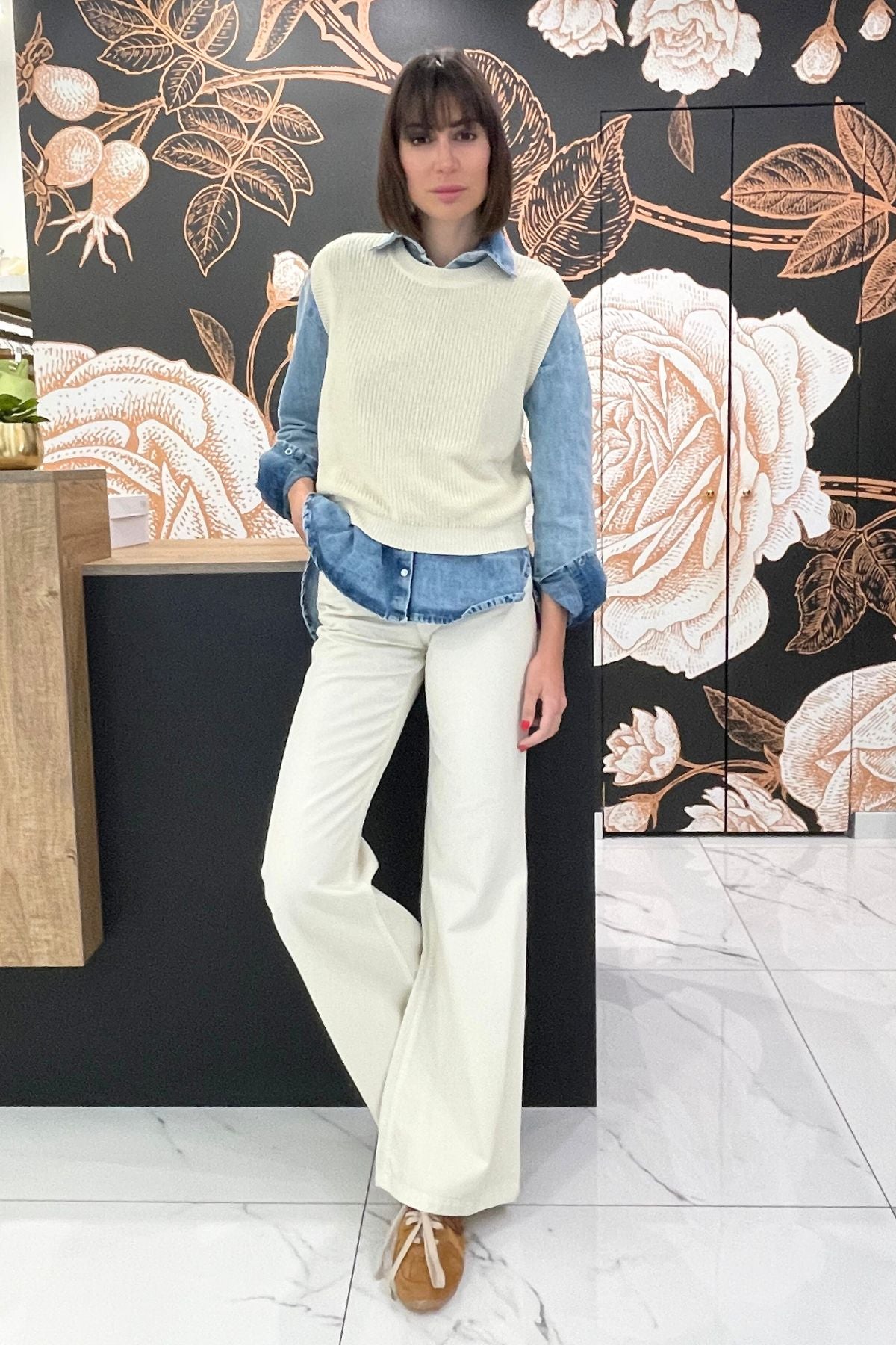 Gilet in maglia crema - Kontatto