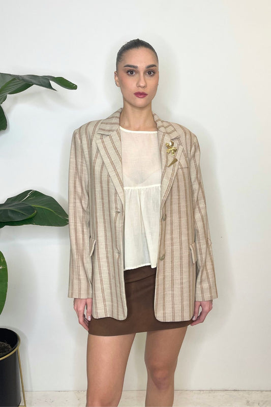 Giacca gessata biscotto/beige - HaveOne