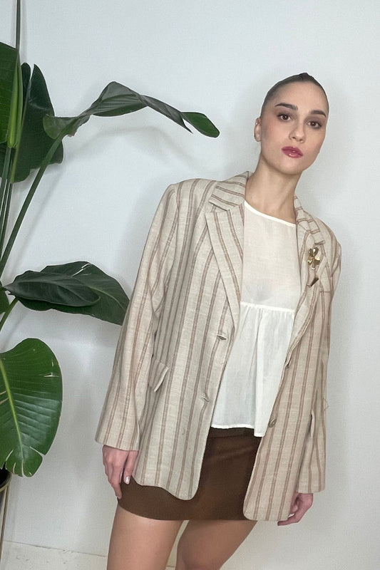Giacca gessata biscotto/beige - HaveOne
