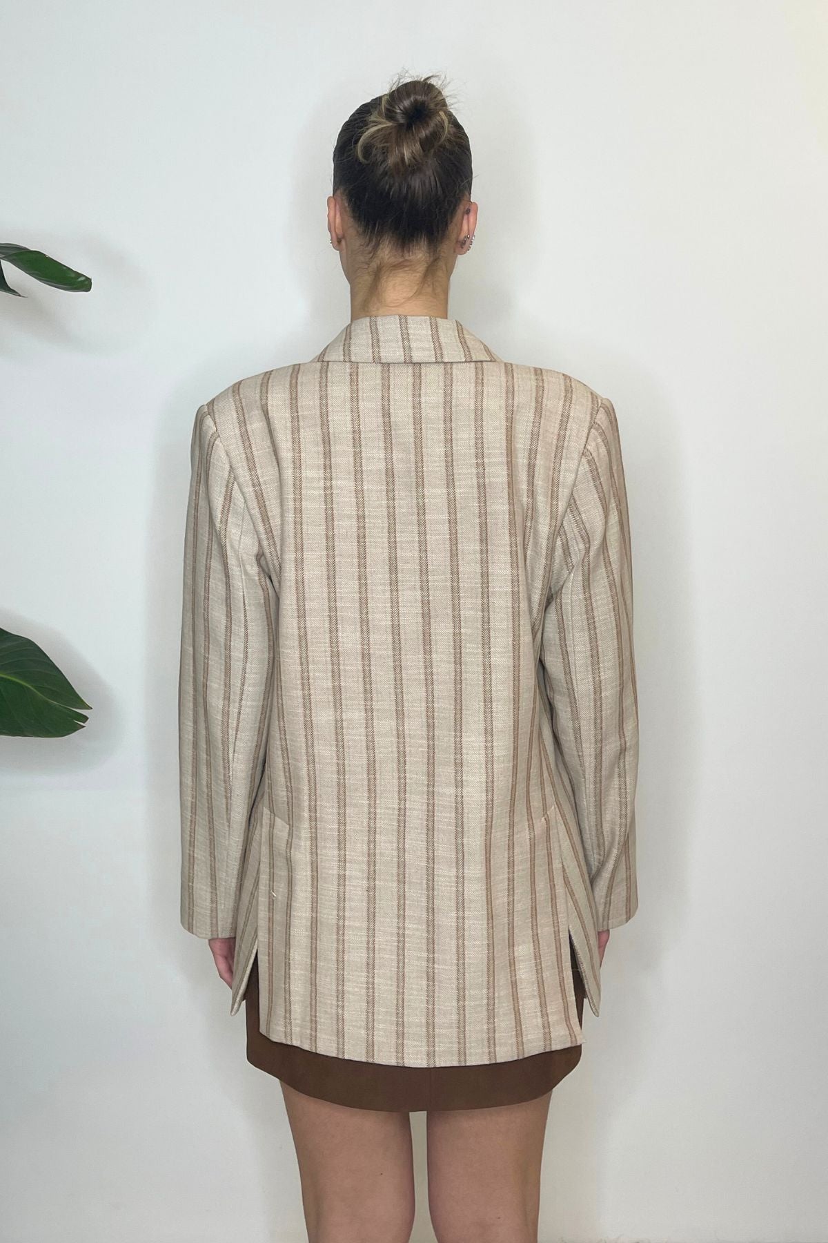 Giacca gessata biscotto/beige - HaveOne