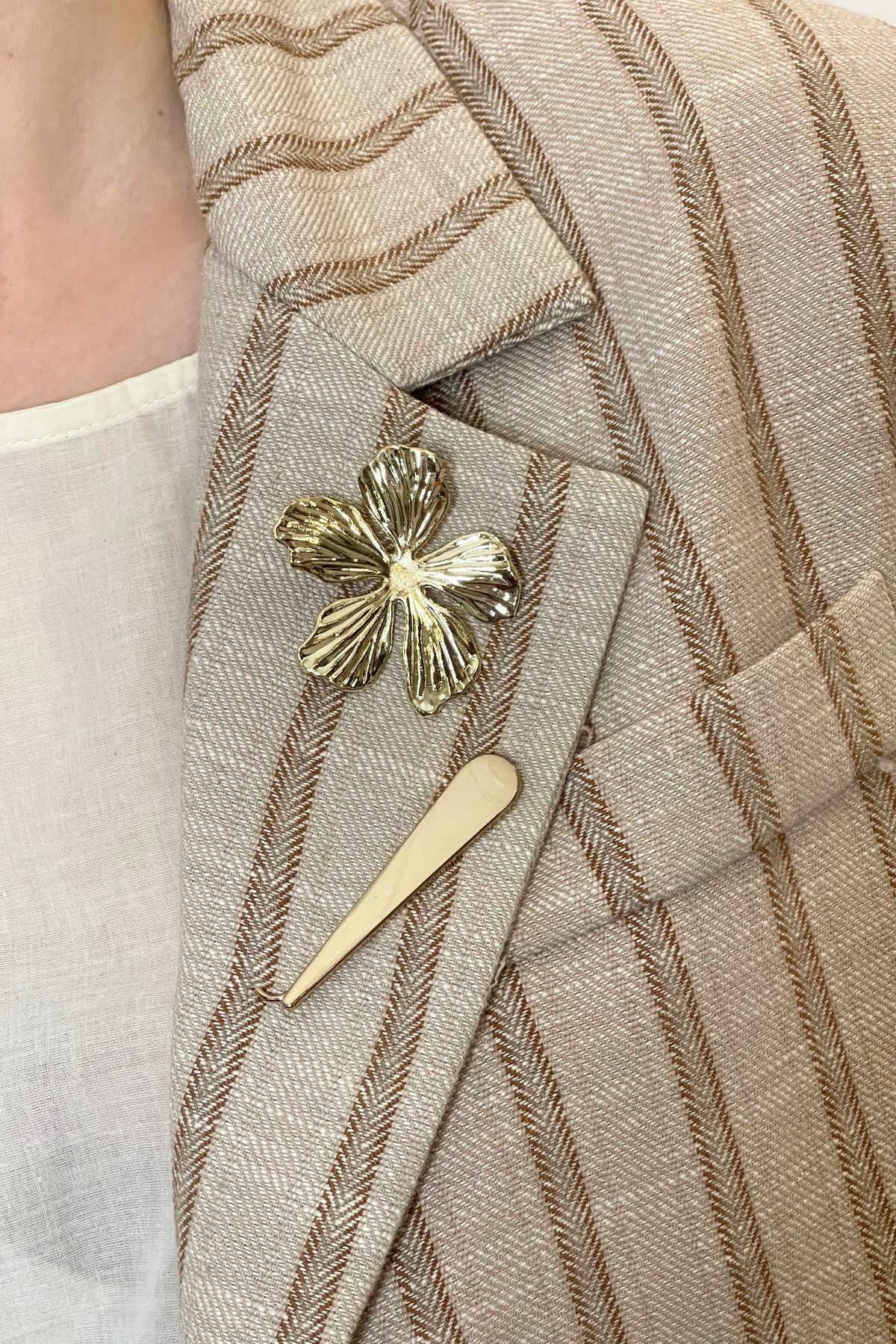 Giacca gessata biscotto/beige - HaveOne