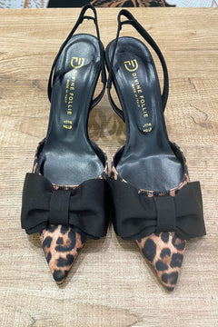 Slingback raso maculato con fiocco nero - Divine Follie