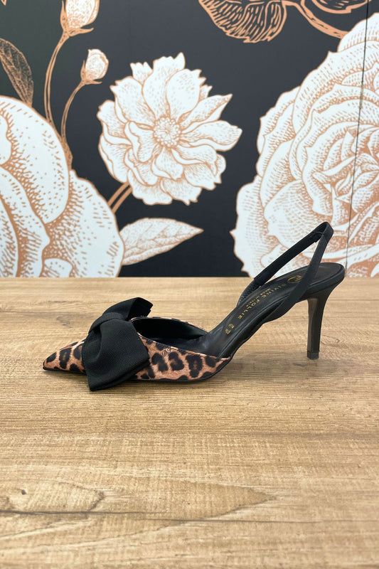 Slingback raso maculato con fiocco nero - Divine Follie