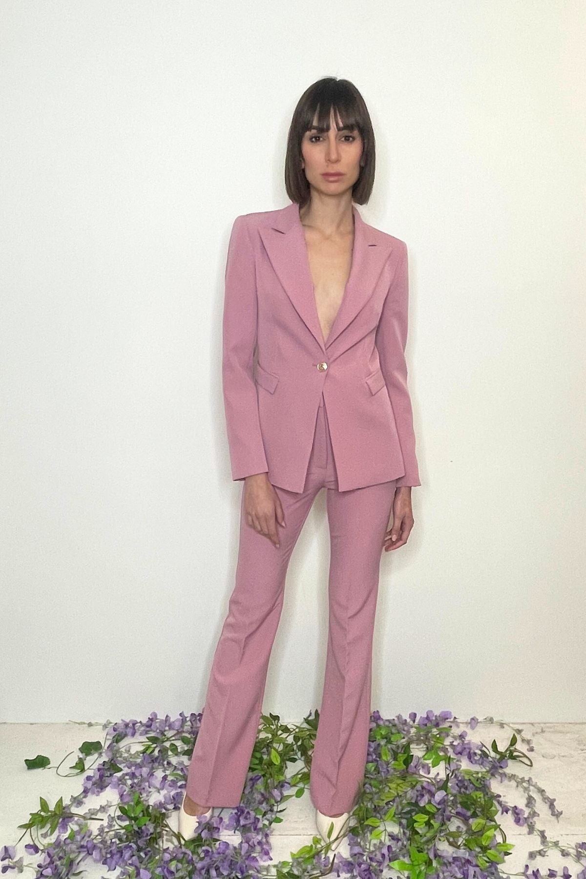 Pantalone vita alta modello Flare rosa - Silence Limited