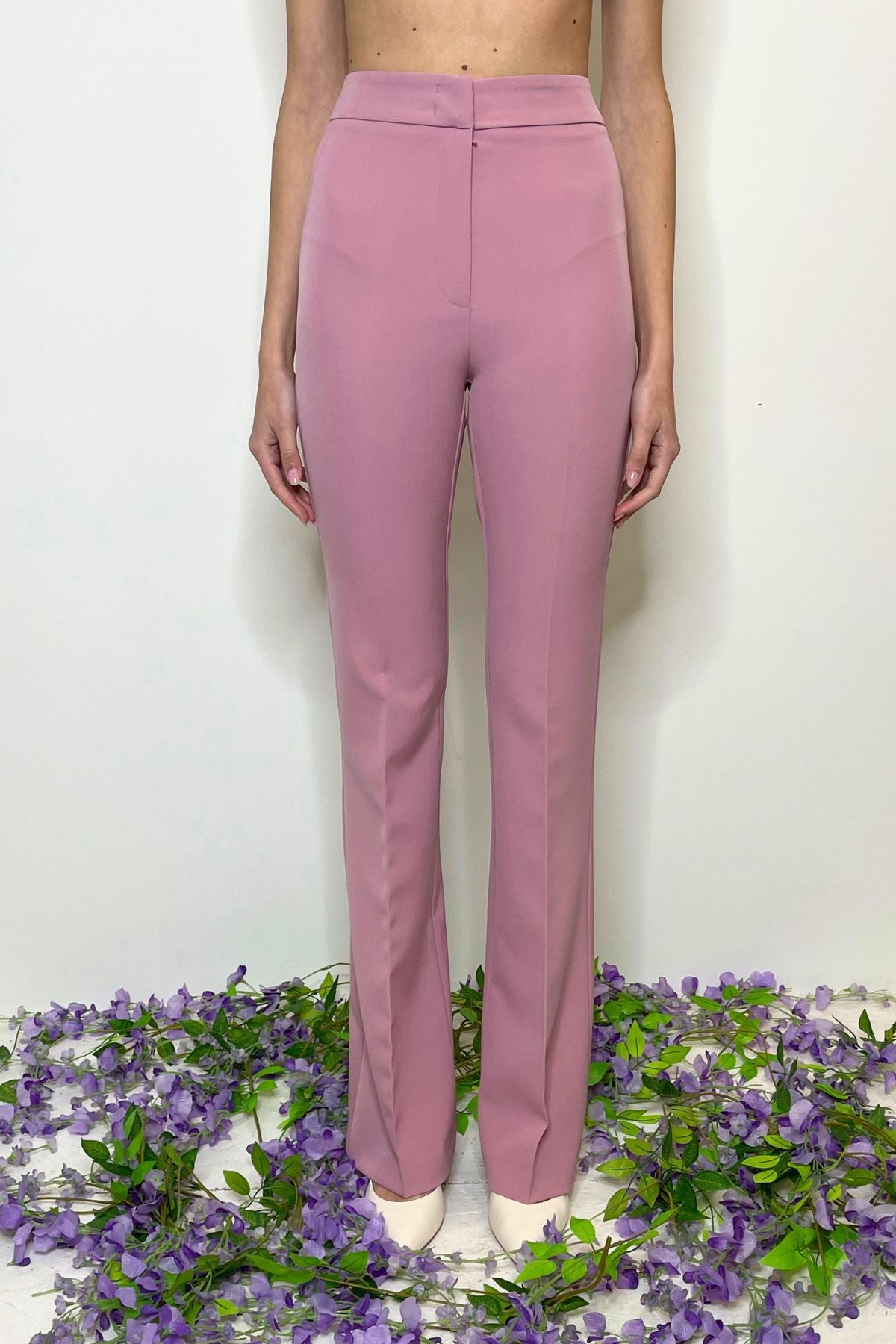 Pantalone vita alta modello Flare rosa - Silence Limited