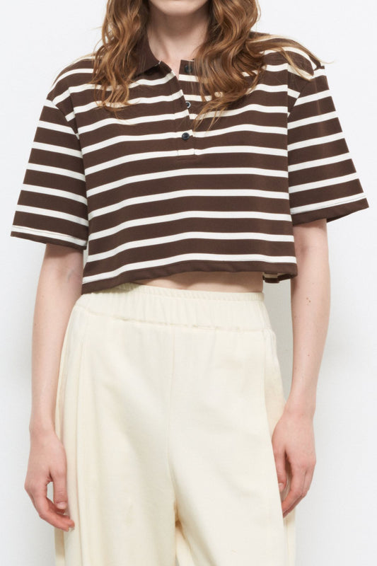 Maglia a righe crop con bottoncini - Eleh