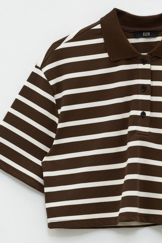 Maglia a righe crop con bottoncini - Eleh