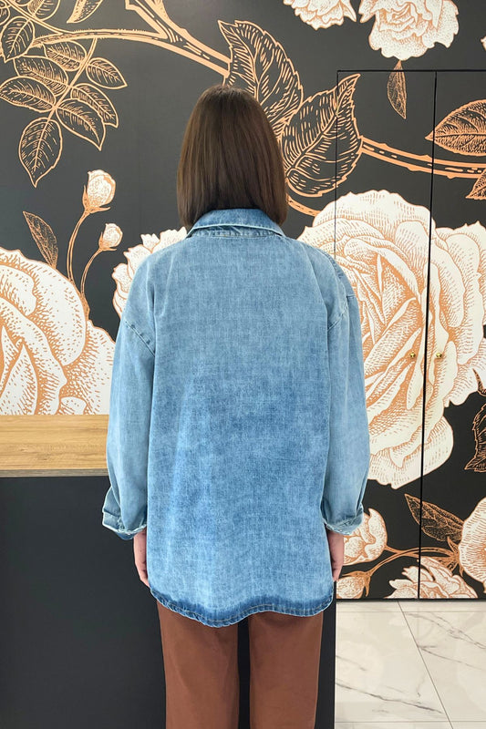 Camicia Denim overcon  bottoni in madreperla - Have One