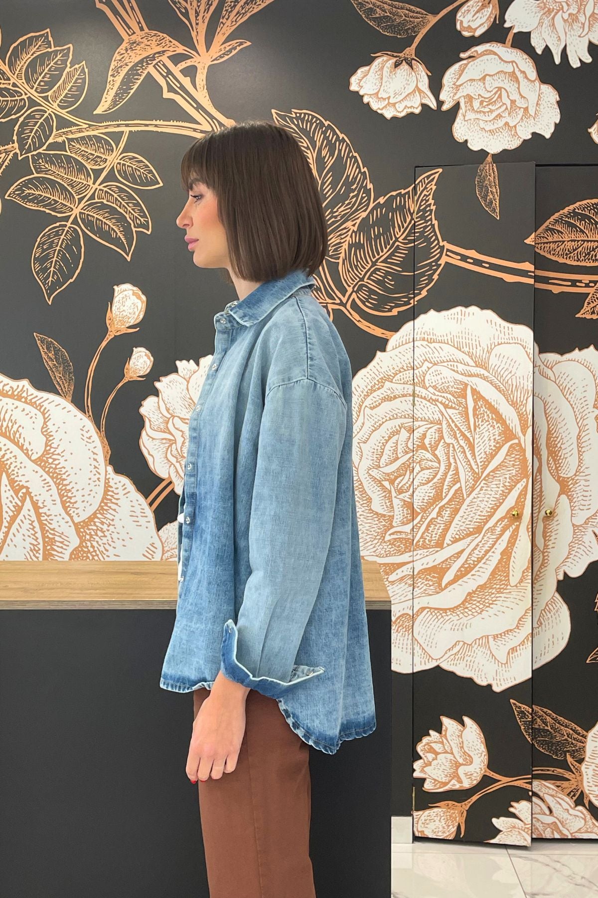 Camicia Denim overcon  bottoni in madreperla - Have One