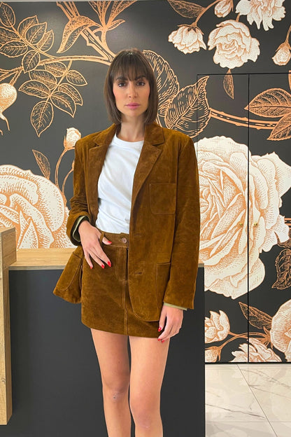 Giacca over in vera pelle colore cognac - Vicolo