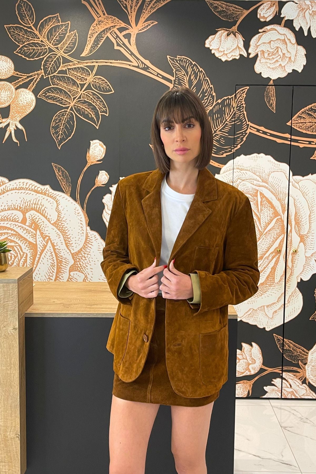 Giacca over in vera pelle colore cognac - Vicolo