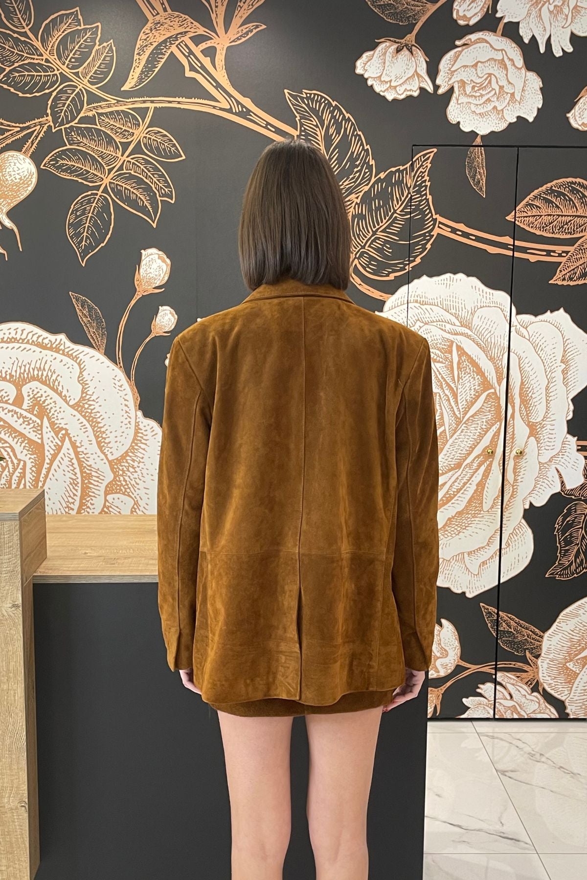 Giacca over in vera pelle colore cognac - Vicolo