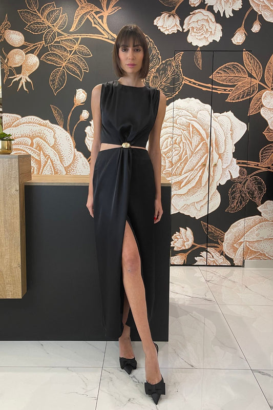 Abito lungo cut out con spacco frontale - Kontatto