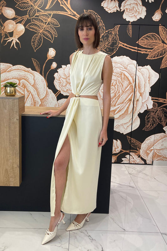 Abito lungo cut out con spacco frontale - Kontatto