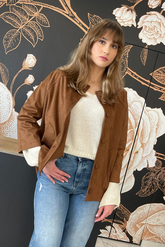 Bomber over in suede colore cuoio - Kontatto