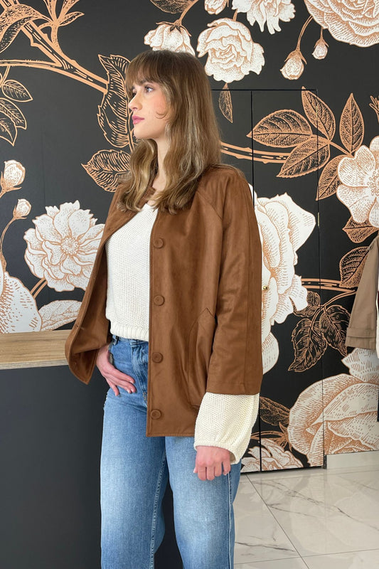 Bomber over in suede colore cuoio - Kontatto