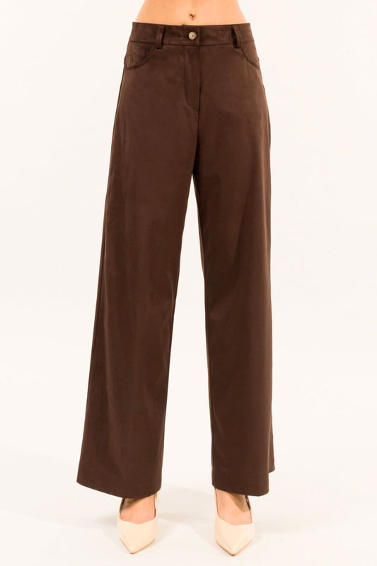 Pantalone wide leg in suede  - Kontatto