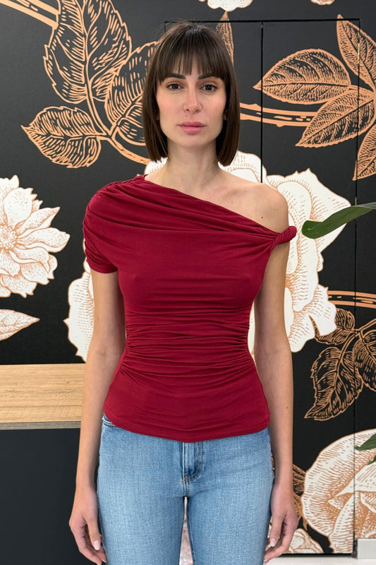 Top asimmetrico con arricciatura diversi colori - Kontatto