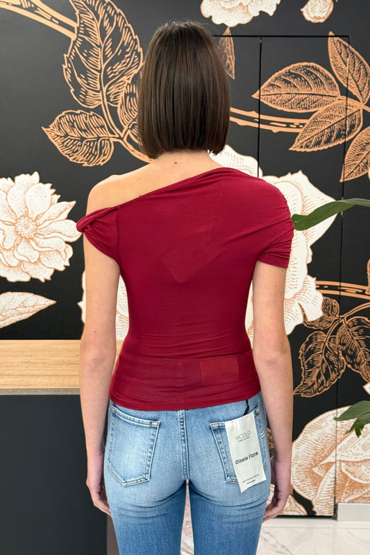 Top asimmetrico con arricciatura diversi colori - Kontatto