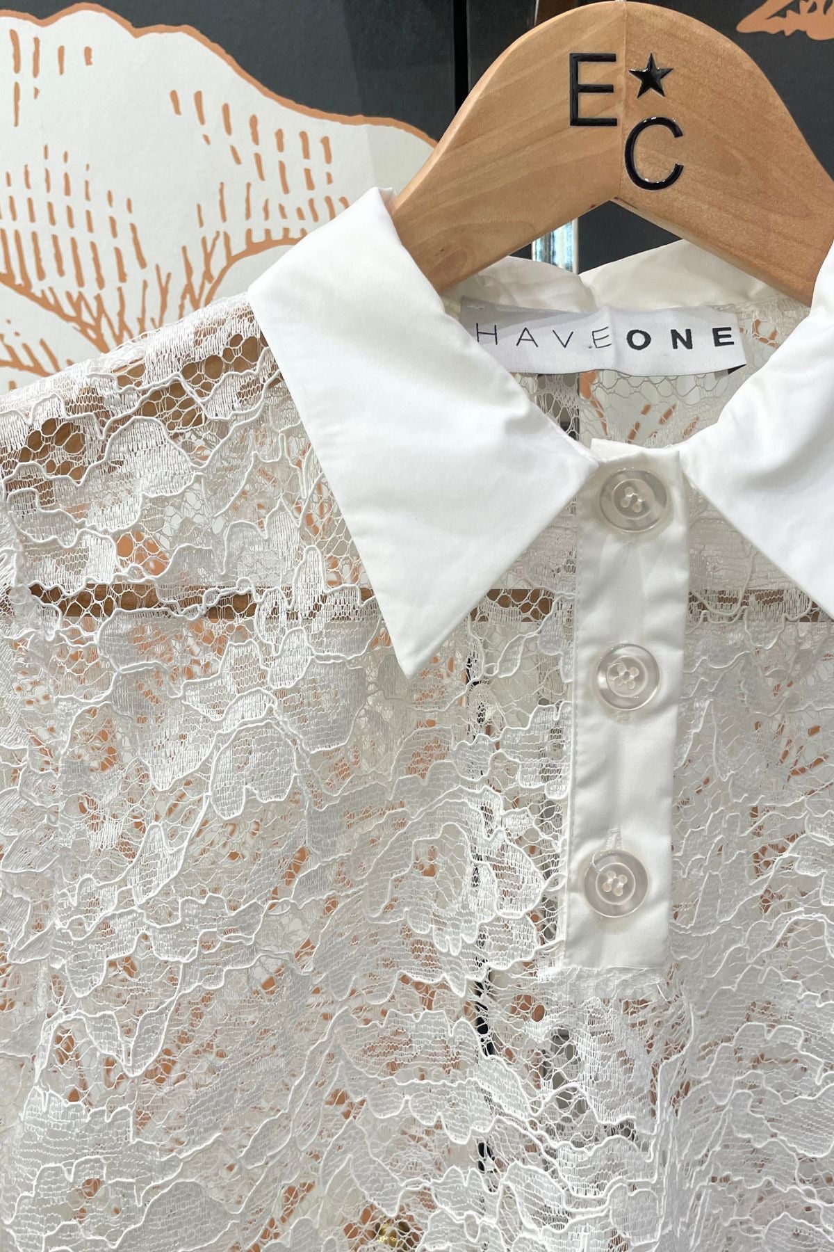 T-shirt polo in pizzo bianca - Have One