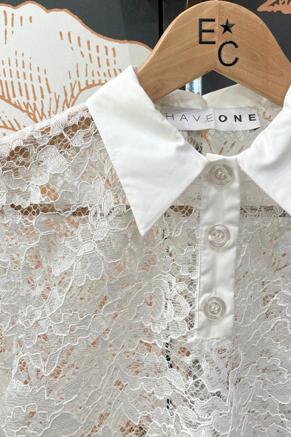 T-shirt polo in pizzo bianca - Have One
