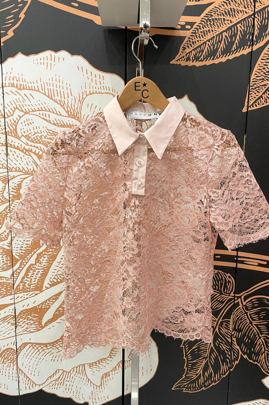 T-shirt polo in pizzo rosa - Have One
