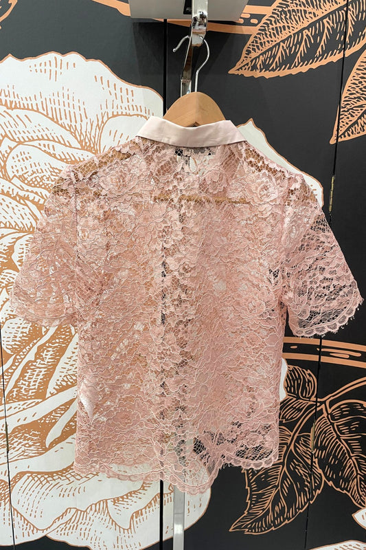 T-shirt polo in pizzo rosa - Have One