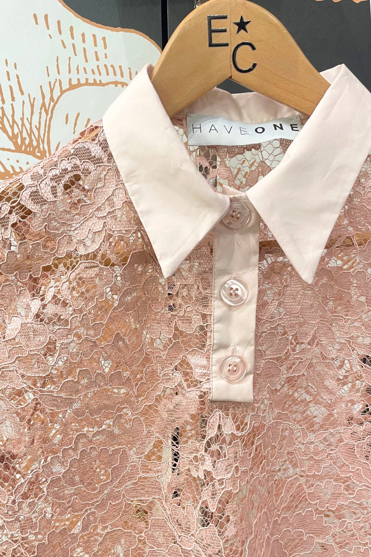 T-shirt polo in pizzo rosa - Have One