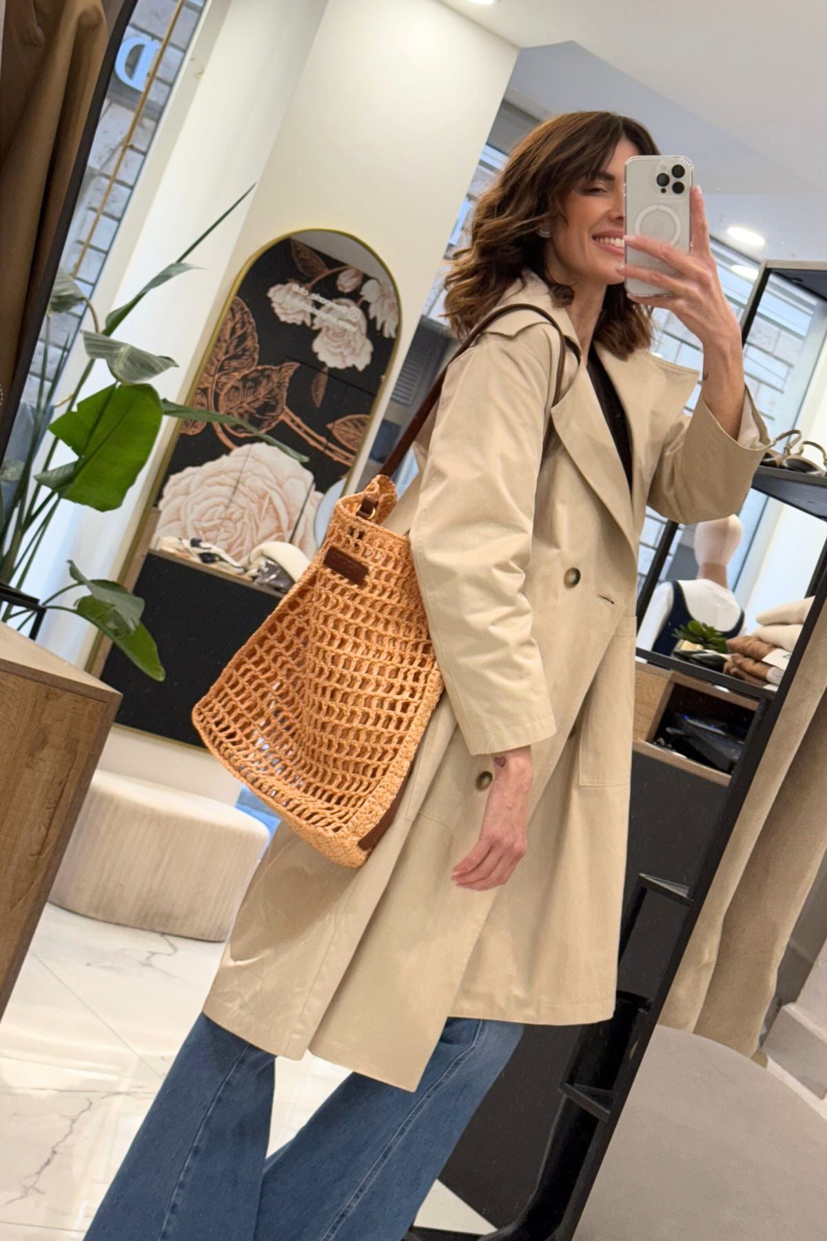 Borsa a rete in raffia a spalla - Vicolo