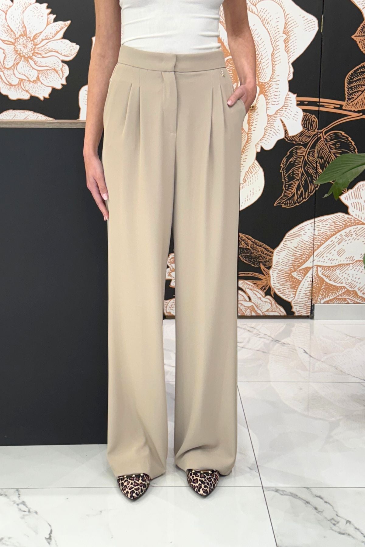 Pantalone palazzo pinces argilla - Souvenir Clubbing