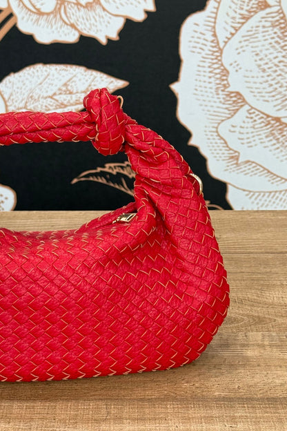 Borsa intrecciata con nodo colore Rosso