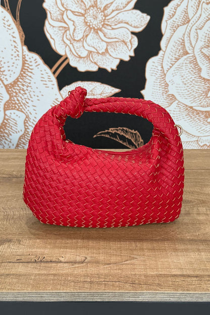 Borsa intrecciata con nodo colore Rosso