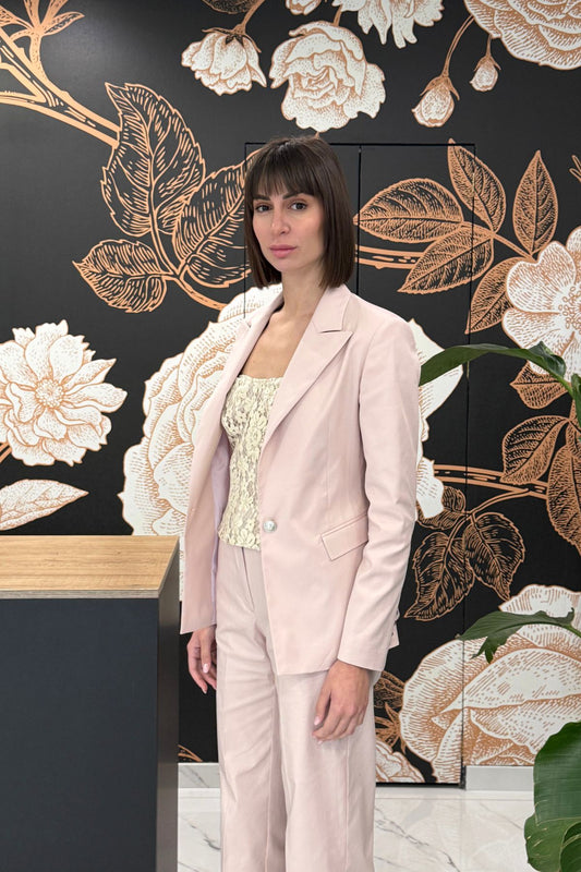 Blazer monopetto sfiancato n cotone elasticizzato rosa _ Silence Limited