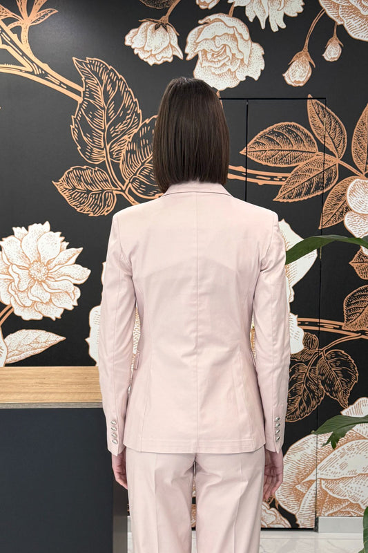 Blazer monopetto sfiancato n cotone elasticizzato rosa _ Silence Limited