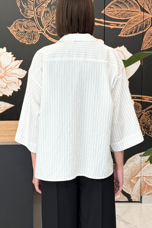 Camicia gessata bianca con tasca - Kontatto