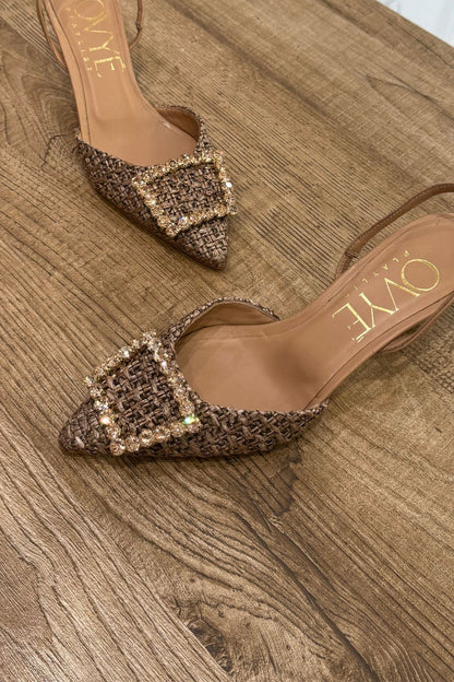 Slingback in raffia naturale - Ovye