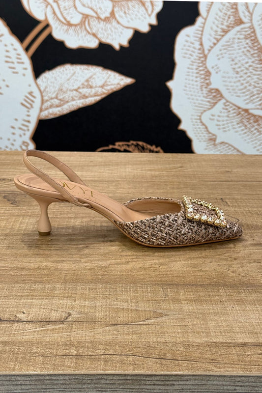 Slingback in raffia naturale - Ovye