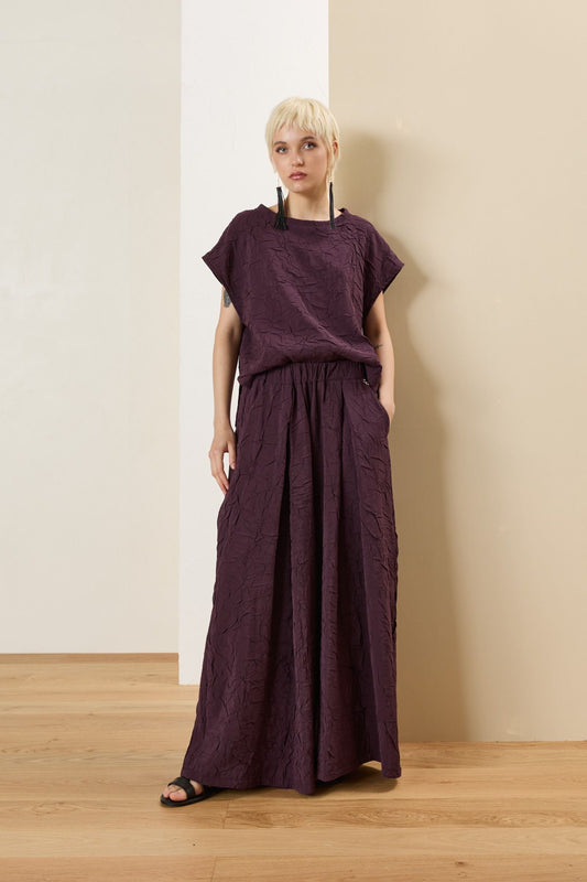 Blusa modal effetto stropicciato prugna - Souvenir Clubbing