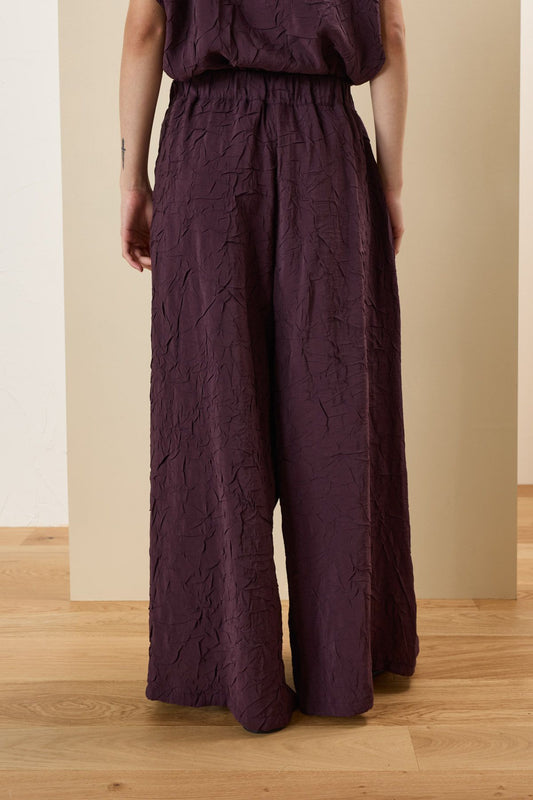 Pantalone modal effetto stropicciato prugna - Souvenir Clubbing