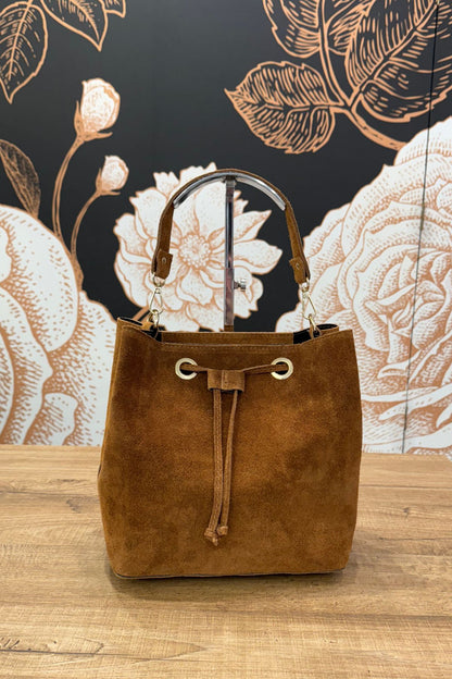 Secchiello suede cuoio scuro - Emporio Club